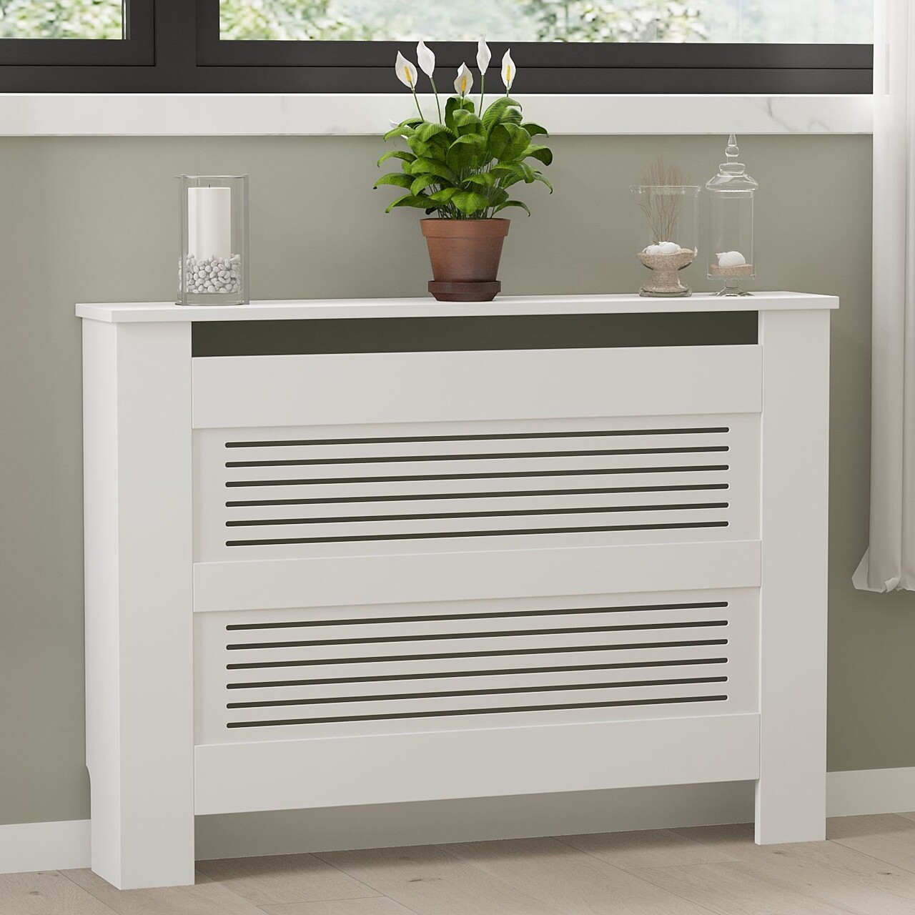 Dulap radiator, Puqa Design, Termora, 112x19x82 cm, PAL/MDF, Alb - imagine 7